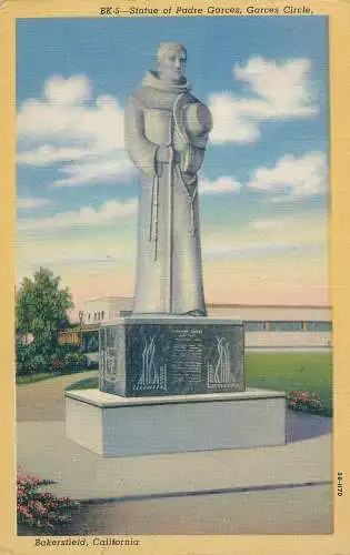 PC42994 Statue von Padre Garces. Garces Circle. Bakersfield. Kalifornien. 1947