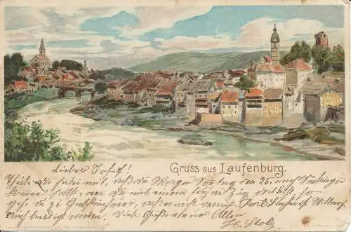 PC40962 Gruss aus Laufenburg. B. Hopkins