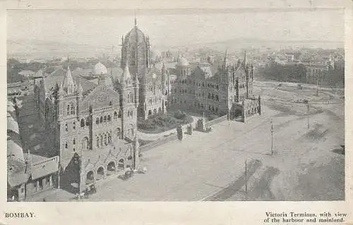 PC43775 Bombay. Victoria Terminus mit Blick auf den Hafen und das Festland. B. Hopk