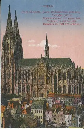 PC38658 Coeln. Dom Sudseite vom Rathausturm Gesehen. B. Hopkins