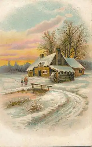 PC42954 alte Postkarte. Winter. Haus. B. Hopkins