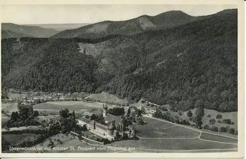 PC41006 Untermünstertal mit Kloster St. Trudpert vom Flugzeug aus. A. Weber. B.