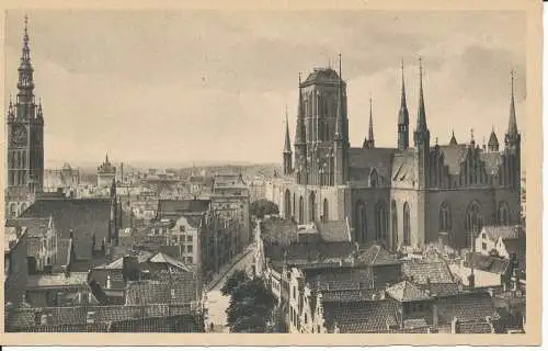 PC39420 Danzig. Rathaus und Marienkirche. Stengel. RP