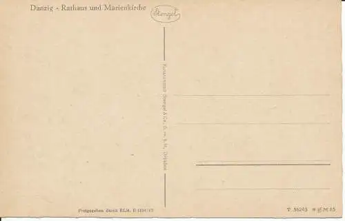 PC39420 Danzig. Rathaus und Marienkirche. Stengel. RP