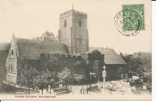 PC44184 Pfarrkirche. Folkestone. 1912