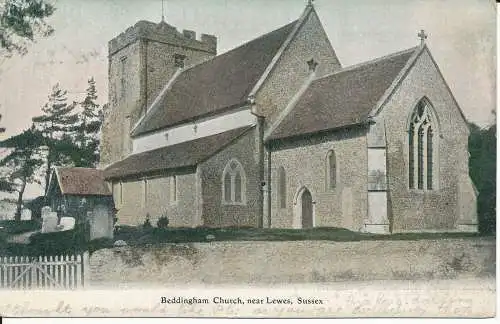 PC44199 Beddingham Church in der Nähe von Lewes. Sussex. Heimholz. 1905