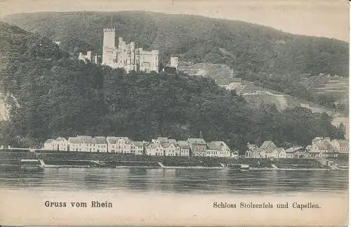 PC41007 Gruss vom Rhein. Schloss Stolzenfels und Capellen. B. Hopkins