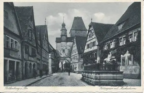 PC40580 Rothenburg o. Br. Rodergasse mit Markusturm. L. Hornn. RP. B. Hopkins