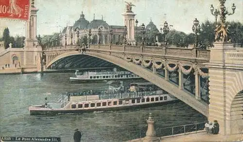 PC41211 Paris. Die Alexander-III-Brücke. Aqua. 1913. B. Hopkins