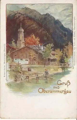 PC38528 Gruss aus Oberammergau. Robert Kerler. B. Hopkins