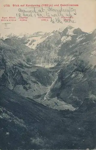 PC43616 Blick auf Kandersteg und Oeschinensee. Photoglob. Nr. 9781. B. Hopkins