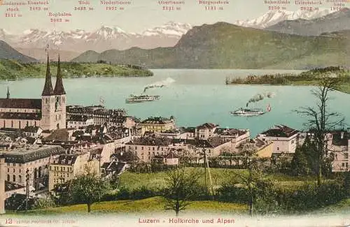 PC43606 Luzern. Hofkirche und Alpen. Photoglob. Nr. 12. 1908. B. Hopkins