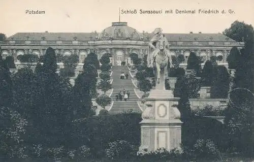 PC41141 Potsdam. Schloss Sanssouci mit Denkmal Friedrich d.Gr. B. Hopkins