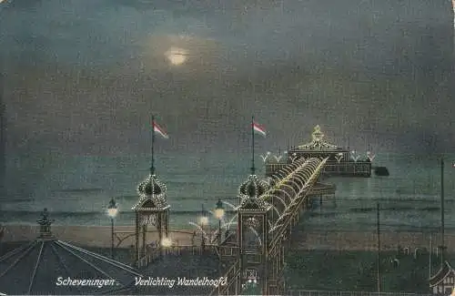 PC43597 Scheveningen. Verlichting Wandelhoofd. Weenek