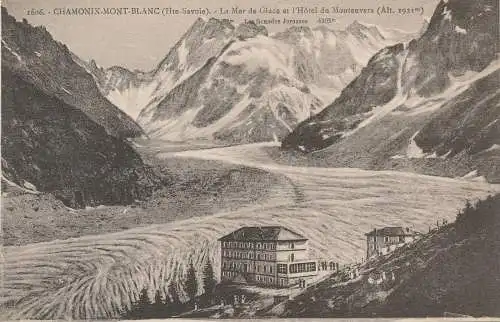 PC43504 Chamonix Mont Blanc. La Mer de Glace und das Hotel du Montenvers. L. Fauraz