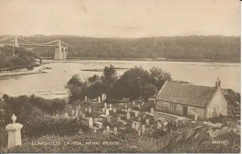 PC45114 Kirche von Llandisilio. Menai-Brücke. Valentinstag. Sepiatype. Nr. 88320