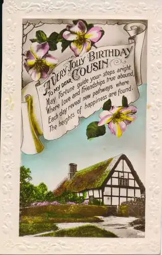 PC44871 Grüße. Ein sehr schöner Geburtstag für meinen lieben Cousin. Haus. Kaygee. RP. 1