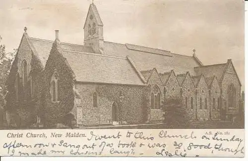 PC44912 Christ Church. Neu Malden. A. S. Nr. 181. 1903