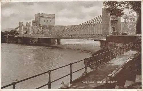 PC45491 Hängebrücke. Conway. Valentinstag. Foto braun. 1932