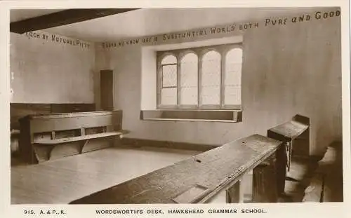 PC45283 Wordsworths Schreibtisch. Hawkshead Gymnasium. Atkinson und Pollitt