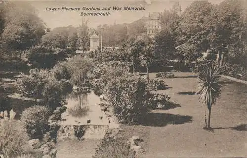 PC45608 Lower Pleasure Gardens and War Memorial. Bournemouth. 1931