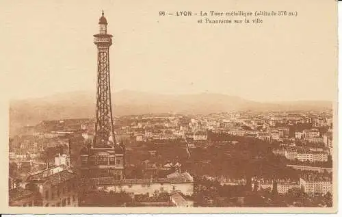 PC47052 Lyon. Der Metallturm und Panorama über die Stadt. Brüder. Nr. 96