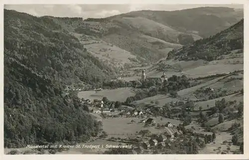 PC46603 Münstertal mit Kloster St. Trudpert i. Schwarzwald. A. Weber. RP. B. Hop