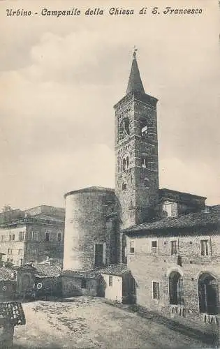 PC46329 Urbino. Glockenturm der Kirche St. Franziskus. A. Biagetti. Nr. 7827. B.