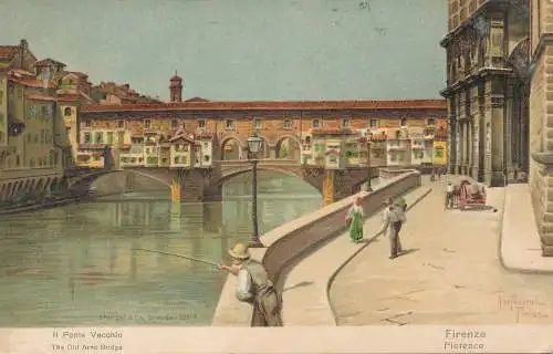 PC46505 Florenz. Die alte Arno-Brücke. Misch. B. Hopkins