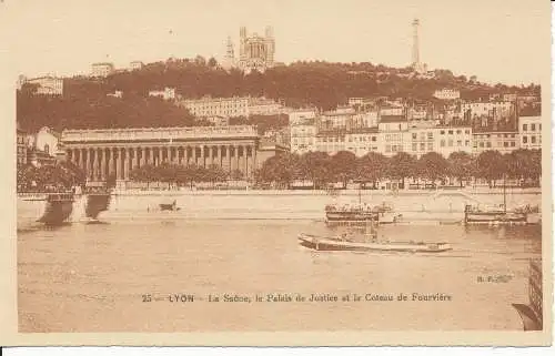 PC47056 Lyon. Die Saone der Justizpalast und der Fourviere-Hügel. Brüder. N