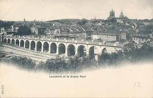 PC46399 Lausanne und die Grand Pont. J.J.Nr. 506