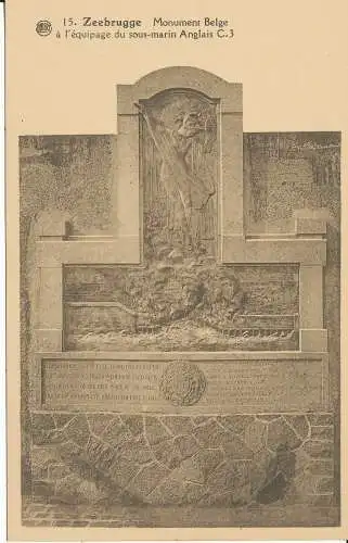 PC47090 Zeebrügge. Belgisches Denkmal für die Besatzung des englischen U-Bootes C.3. A. Doh