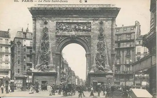 PC47250 Paris. La Porte Saint Denis. C. M. Nr. 51. B. Hopkins