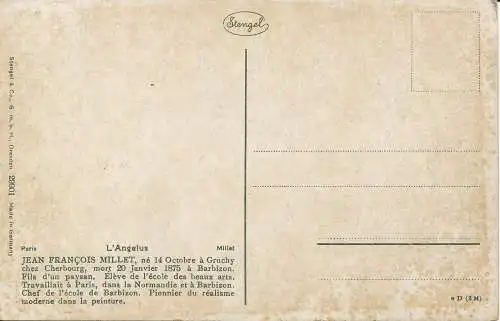 PC47345 L Angelus. Jean Francois Millet. Stengel. Nr. 29901
