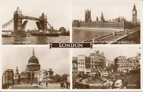 PC00257 London. Multi-View. 1954. Valentinstag. RP