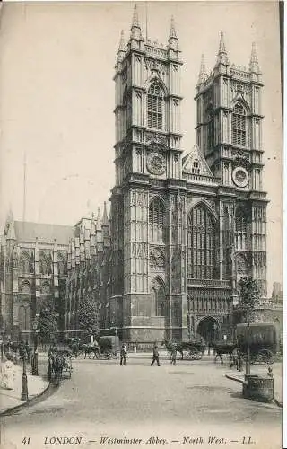 PC00014 London. Westminster Abbey. Nordwesten. LL 41. 1908