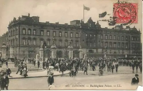 PC00028 London. Buckingham Palace. LL 280. 1907