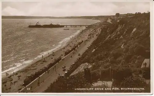 PC00073 Unterklippenantrieb und Pier. Bournemouth. RP