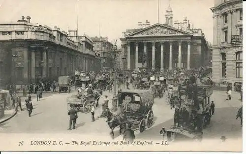 PC00019 London E.C. Royal Exchange und Bank of England. LL 78