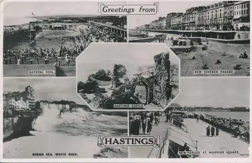 PC00143 Grüße von Hastings. Multi-View. Nacht und Söhne. RP. 1949