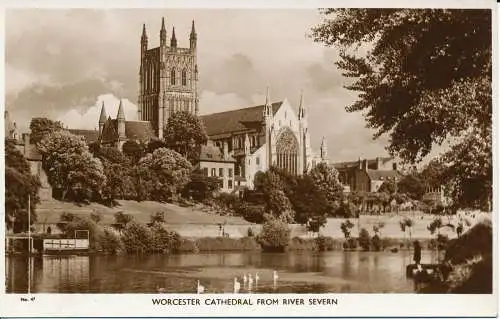 PC00160 Kathedrale von Worchester vom Fluss Severn. RP