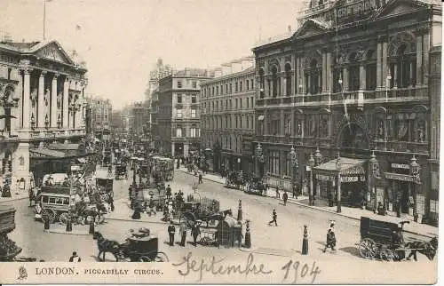 PC01151 London. Piccadilly Circus. Tuck. Stadt und Stadt Serie