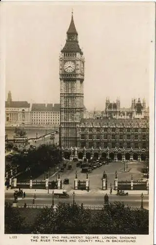 PC00389 Big Ben und Parliament Square. London. 1947. RP