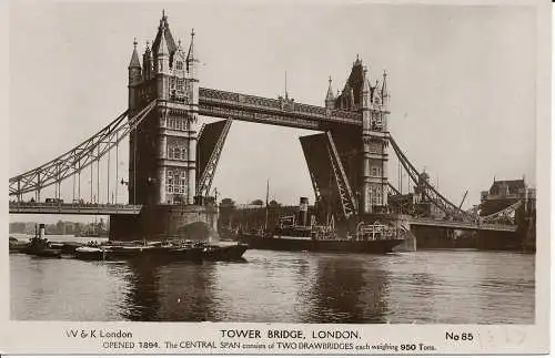 PC01087 Tower Bridge. London. W und K. Echtfoto