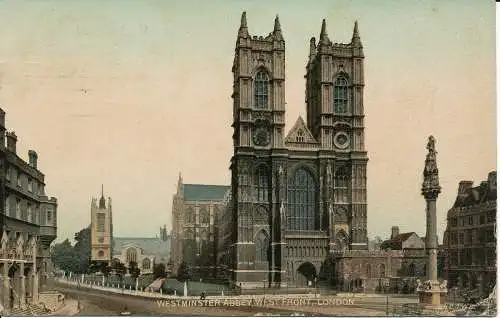 PC01357 Westminster Abbey. Westfront. London. 1908