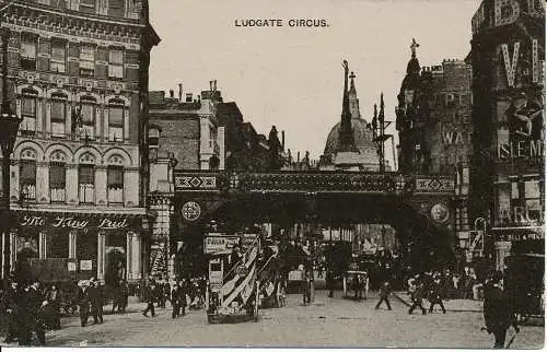 PC01319 Ludgate Circus. 1908. Auto Foto Serie