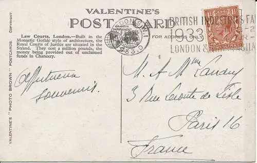 PC01159 Gerichte. Fleet Street. London. Valentinstag. 1933