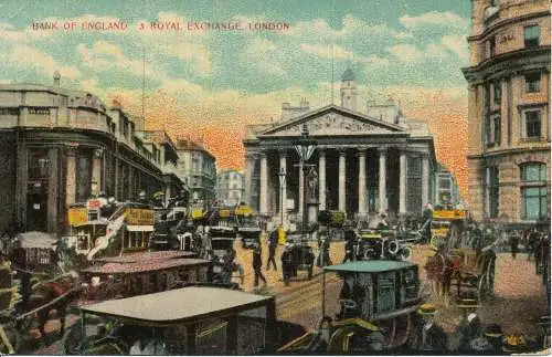 PC01149 Bank og England. Royal Exchange. London. Klassische farbige Serie