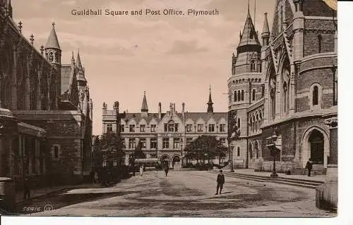 PC02871 Guildhall Square und Post. Plymouth. Valentine 55416