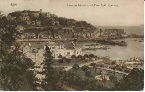 PC02537 Princess Gardens und Vane Hill. Torquay. 1933